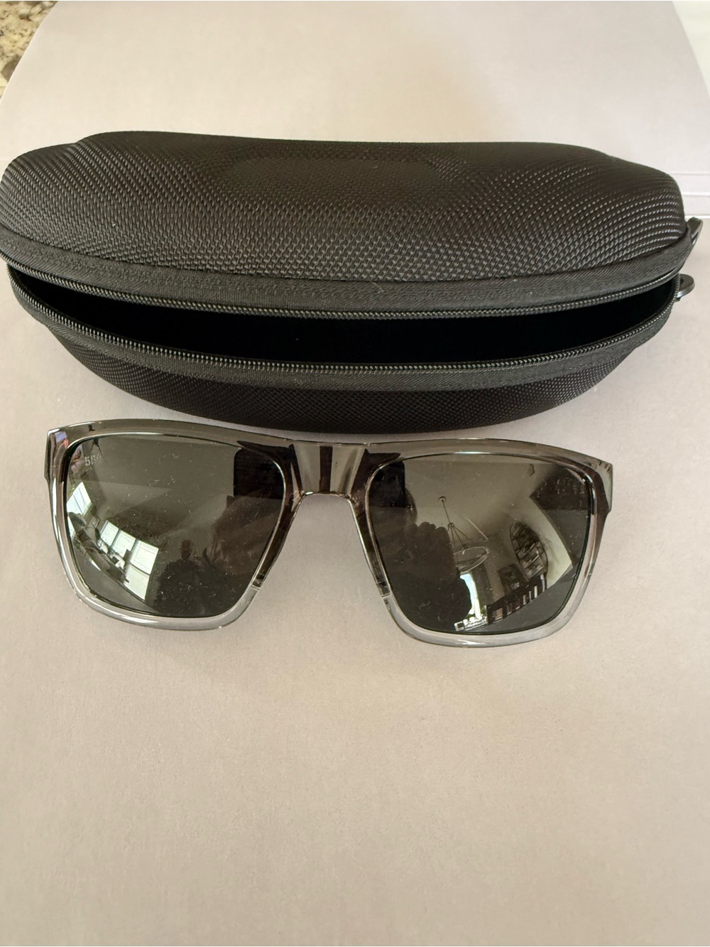 Costa Fog Gray Frame Polarized Sunglasses with Dark Green Lenses